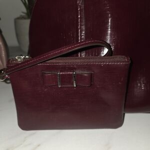 Coach Maroon Wristlet with Bow Accent